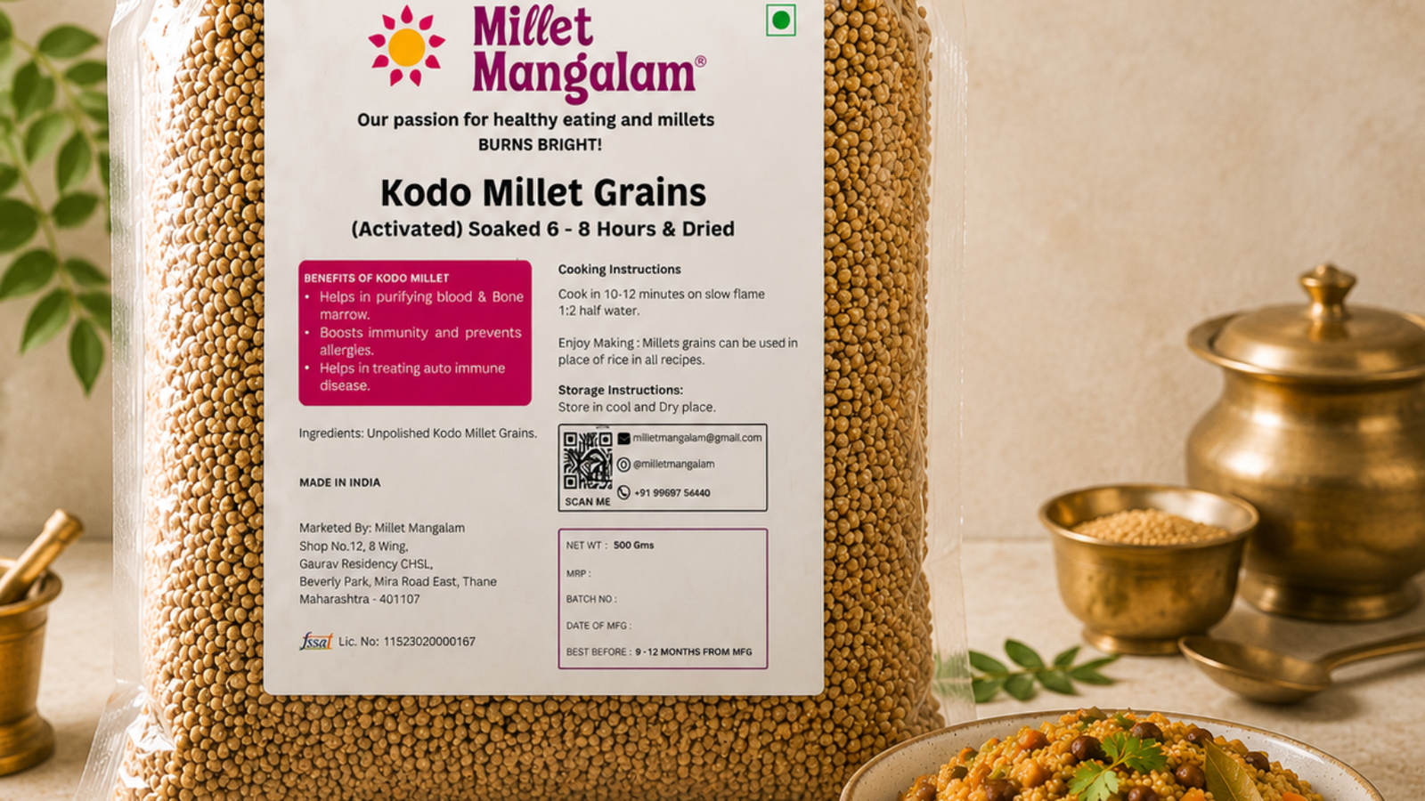 kodo millet and chana pulav 2