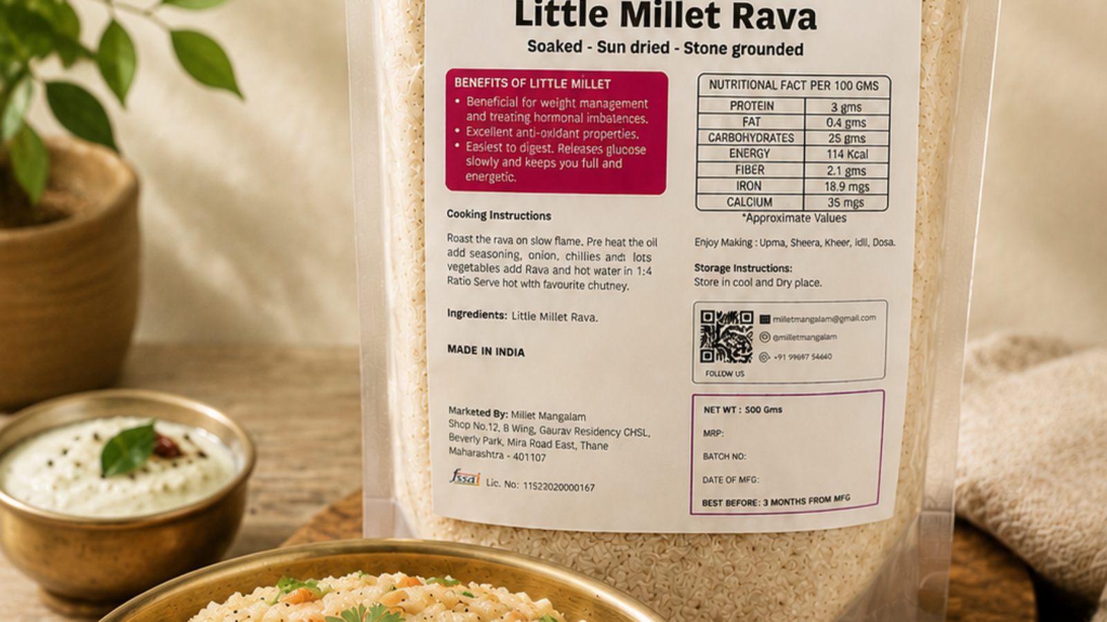 presoaked little millet rava by Shruti